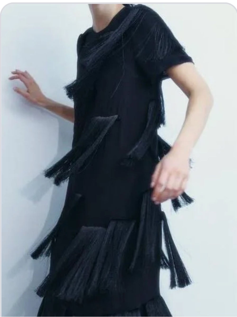 Zara Fringe Midi dress ZW collection M